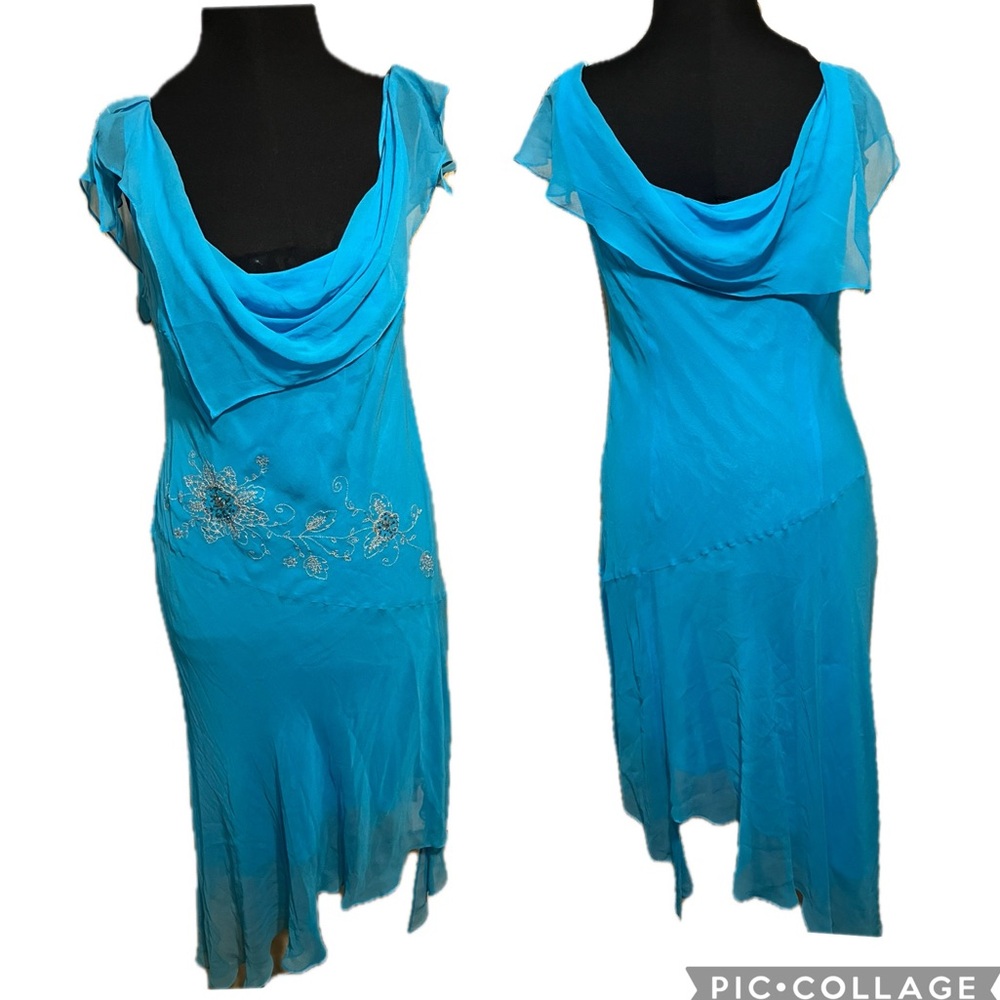 Silk blue sequin dress